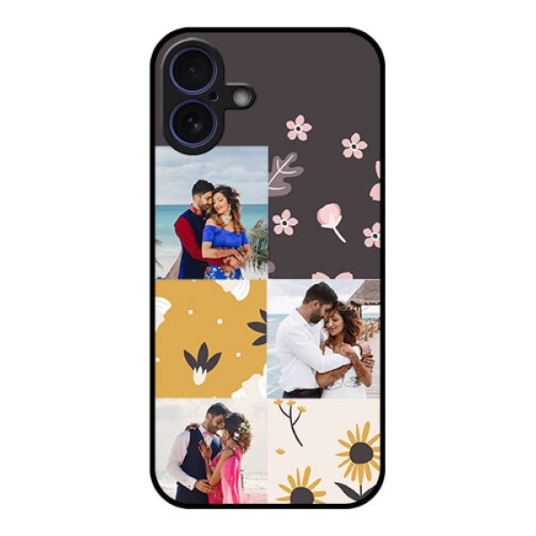 iPhone 16 Plus Custom Glass Phone Case - 3 Images With Floral Design iPhone 16 Plus Custom Glass Phone Case - 3 Images With Floral Design