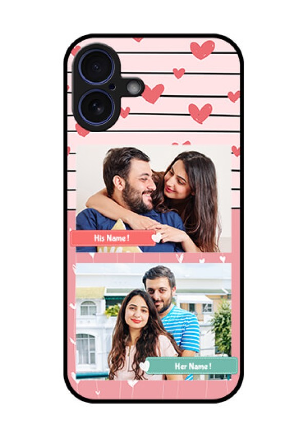 iPhone 16 Plus Custom Glass Phone Case - Photo With Heart Design