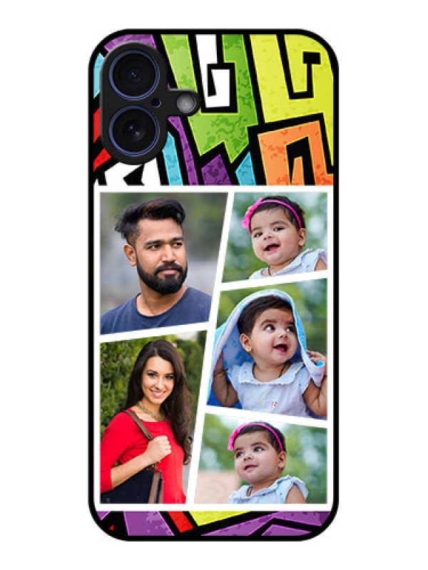 Custom iPhone 16 Plus Custom Glass Phone Case - Graffiti Pattern Design