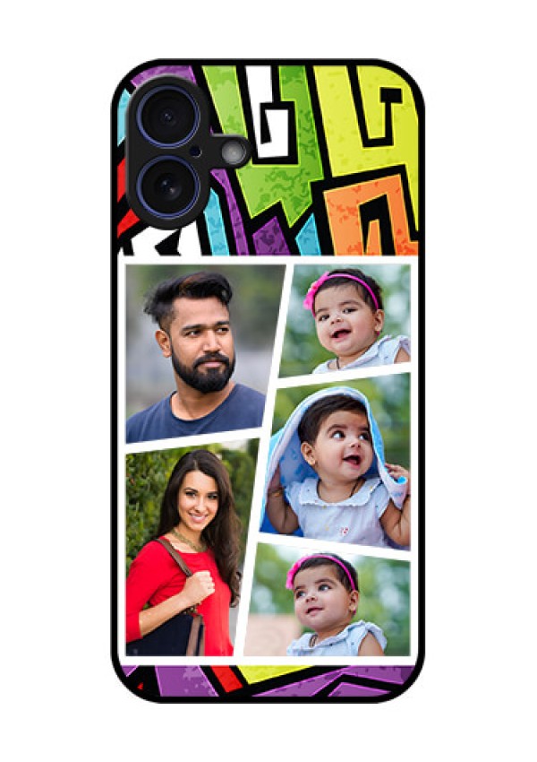 iPhone 16 Plus Custom Glass Phone Case - Graffiti Pattern Design