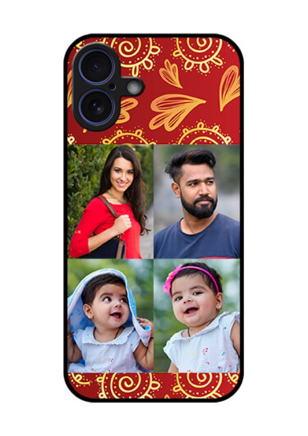iPhone 16 Plus Custom Glass Phone Case - 4 Image Traditional Design