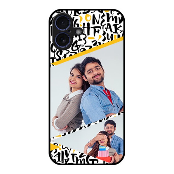 iPhone 16 Plus Custom Glass Phone Case - Letters Pattern Design
