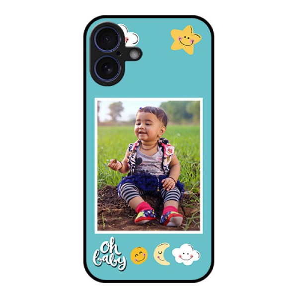 iPhone 16 Plus Custom Glass Phone Case - Smiley Kids Stars Design iPhone 16 Plus Custom Glass Phone Case - Smiley Kids Stars Design