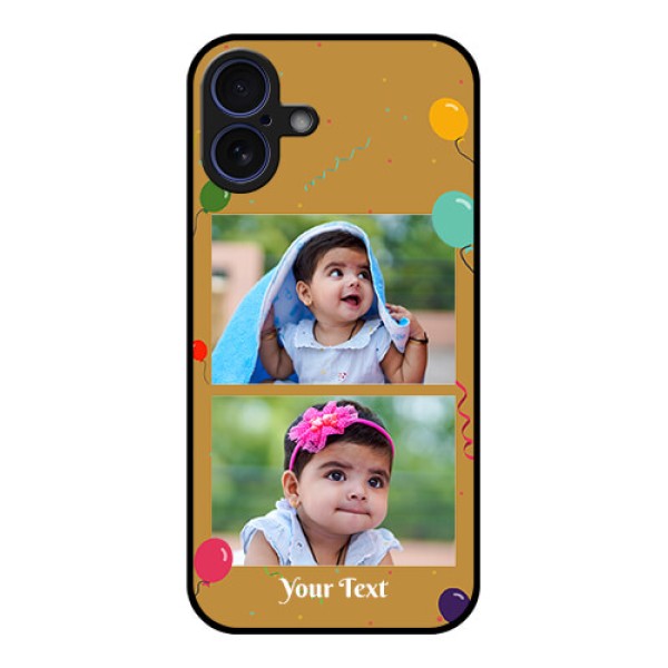 iPhone 16 Plus Custom Glass Phone Case - Image Holder With Birthday Celebrations Design iPhone 16 Plus Custom Glass Phone Case - Image Holder With Birthday Celebrations Design