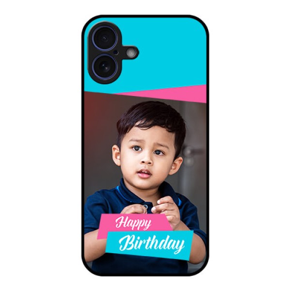iPhone 16 Plus Custom Glass Phone Case - Image Holder With 2 Color Design iPhone 16 Plus Custom Glass Phone Case - Image Holder With 2 Color Design