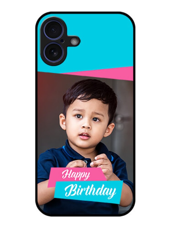 Custom iPhone 16 Plus Custom Glass Phone Case - Image Holder With 2 Color Design