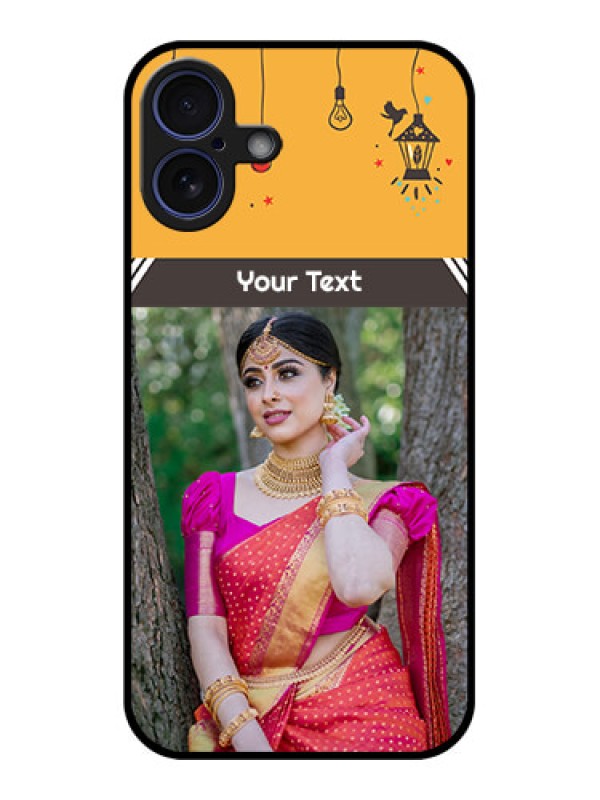 Custom iPhone 16 Plus Custom Glass Phone Case - With Family Picture And Icons