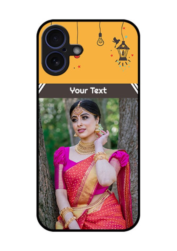 iPhone 16 Plus Custom Glass Phone Case - With Family Picture And Icons