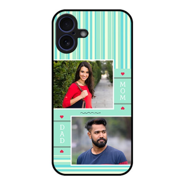 iPhone 16 Plus Custom Glass Phone Case - Mom and Dad Pic Design
