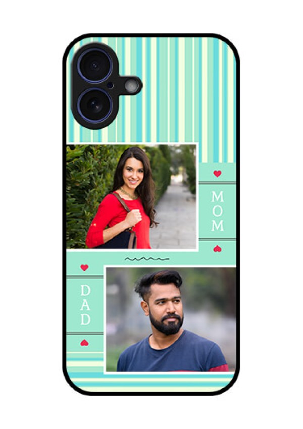 iPhone 16 Plus Custom Glass Phone Case - Mom and Dad Pic Design