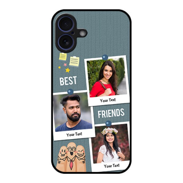 iPhone 16 Plus Custom Glass Phone Case - Sticky Frames And Friendship Design