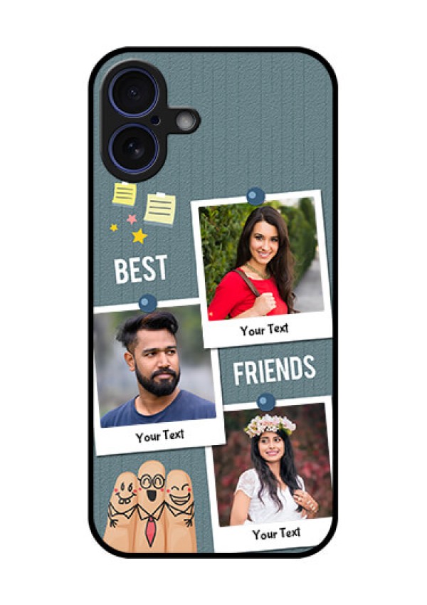 iPhone 16 Plus Custom Glass Phone Case - Sticky Frames And Friendship Design