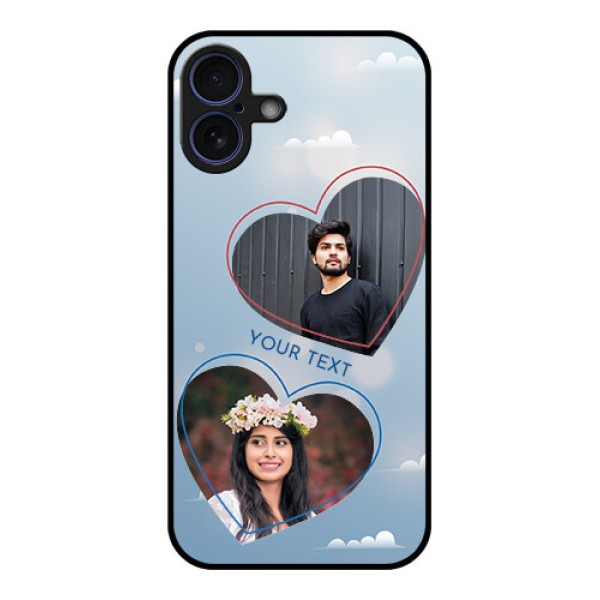 iPhone 16 Plus Custom Glass Phone Case - Blue Color Couple Design iPhone 16 Plus Custom Glass Phone Case - Blue Color Couple Design