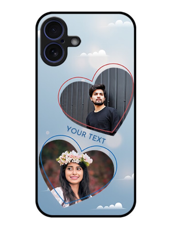 Custom iPhone 16 Plus Custom Glass Phone Case - Blue Color Couple Design