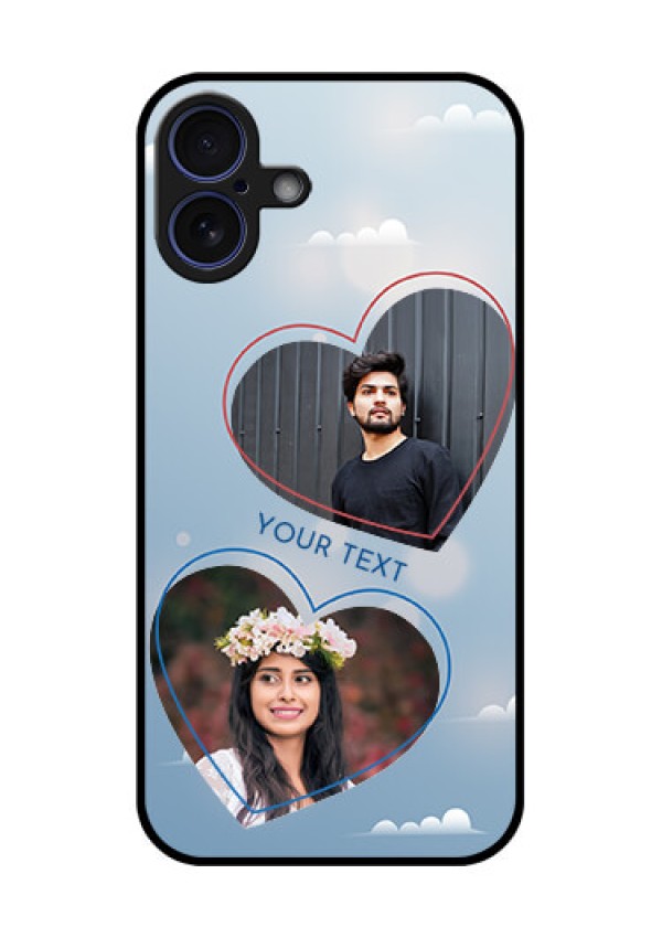 iPhone 16 Plus Custom Glass Phone Case - Blue Color Couple Design