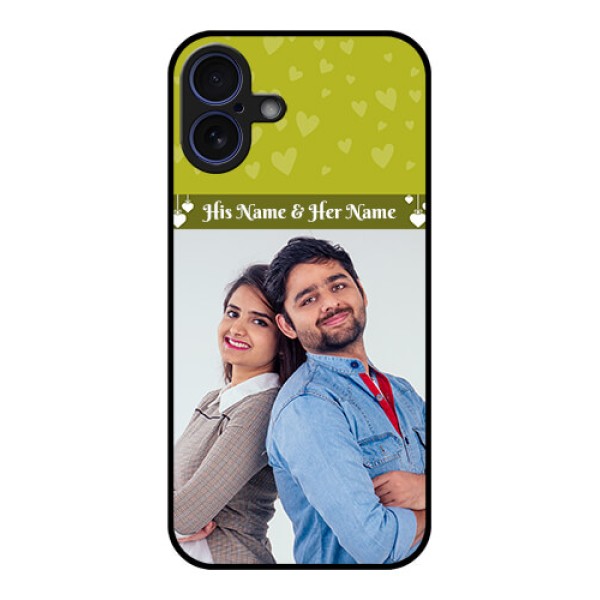 iPhone 16 Plus Custom Glass Phone Case - You and Me Heart Design