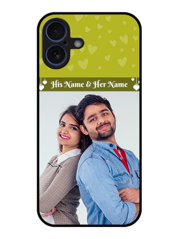 Custom iPhone 16 Plus Custom Glass Phone Case - You and Me Heart Design