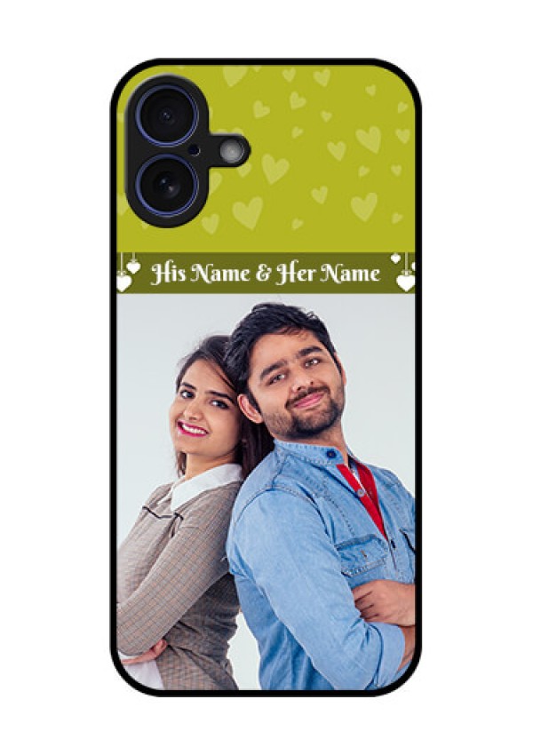 iPhone 16 Plus Custom Glass Phone Case - You and Me Heart Design