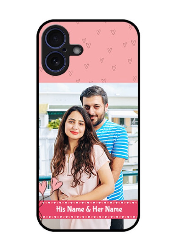 iPhone 16 Plus Custom Glass Phone Case - Love Design Peach Color
