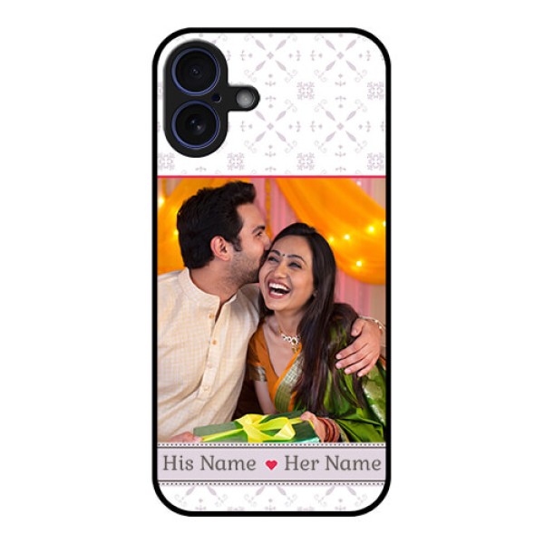 iPhone 16 Plus Custom Glass Phone Case - With Photo And Ethnic Design iPhone 16 Plus Custom Glass Phone Case - With Photo And Ethnic Design