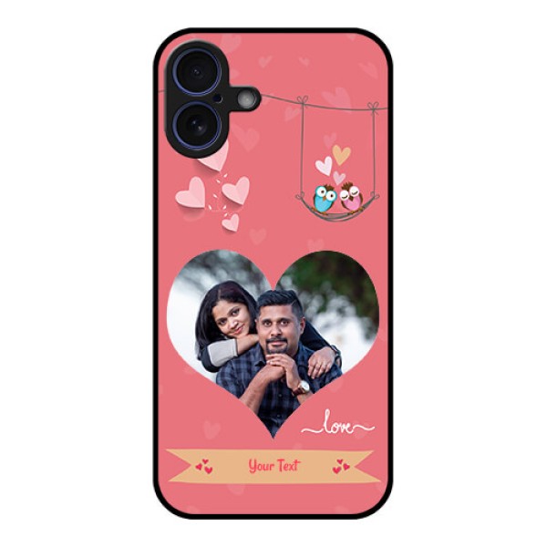 iPhone 16 Plus Custom Glass Phone Case - Peach Color Love Design