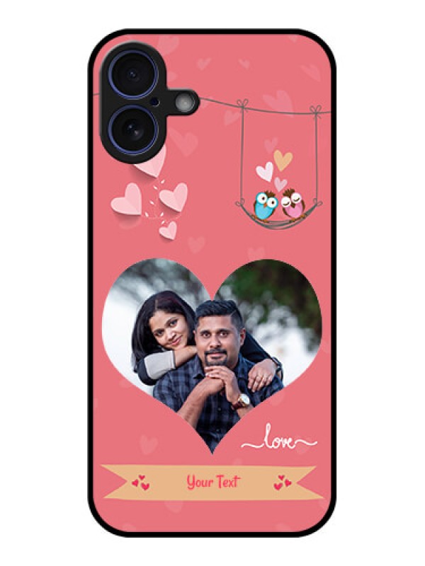 Custom iPhone 16 Plus Custom Glass Phone Case - Peach Color Love Design