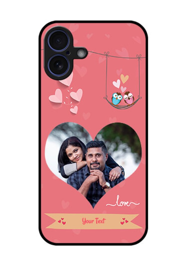iPhone 16 Plus Custom Glass Phone Case - Peach Color Love Design