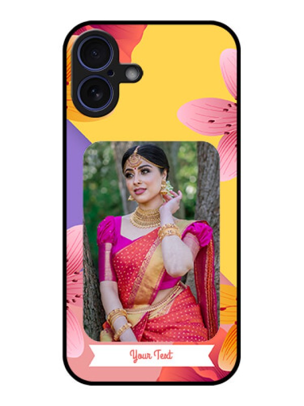 Custom iPhone 16 Plus Custom Glass Phone Case - 3 Image With Vintage Floral Design