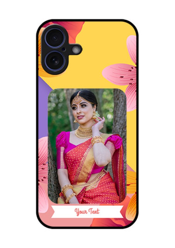 iPhone 16 Plus Custom Glass Phone Case - 3 Image With Vintage Floral Design
