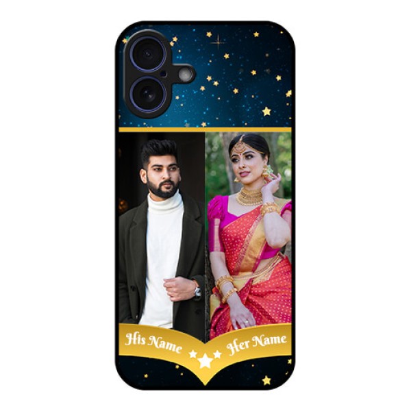 iPhone 16 Plus Custom Glass Phone Case - Galaxy Stars Backdrop Design