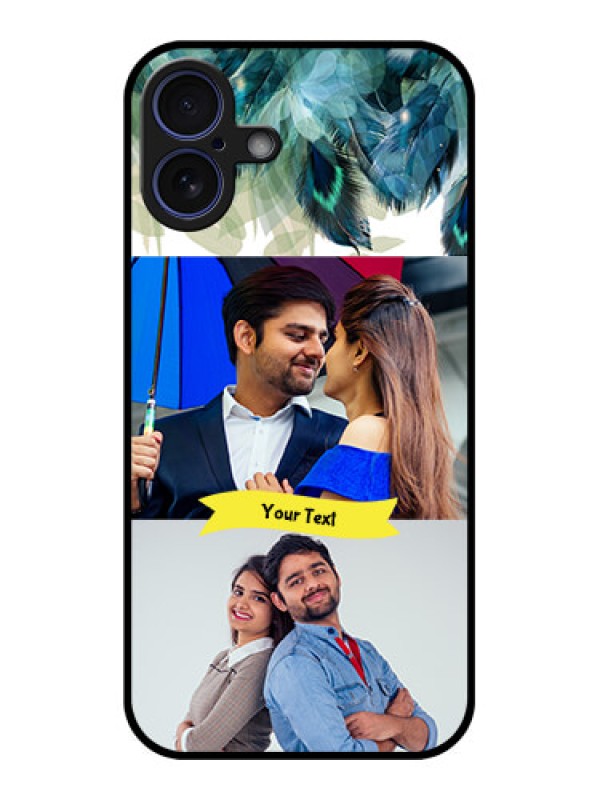 Custom iPhone 16 Plus Custom Glass Phone Case - Image With Boho Peacock Feather Design