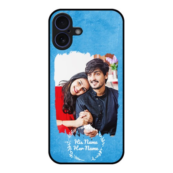 iPhone 16 Plus Custom Glass Phone Case - Blue Color Vintage Design iPhone 16 Plus Custom Glass Phone Case - Blue Color Vintage Design