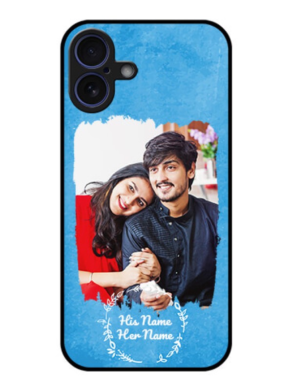 Custom iPhone 16 Plus Custom Glass Phone Case - Blue Color Vintage Design