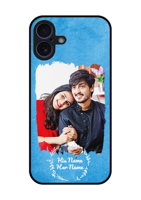 iPhone 16 Plus Custom Glass Phone Case - Blue Color Vintage Design