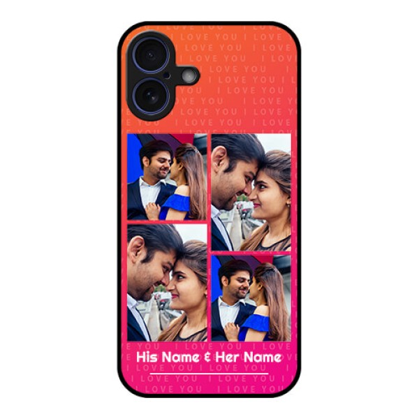 iPhone 16 Plus Custom Glass Phone Case - I Love You Pink Design