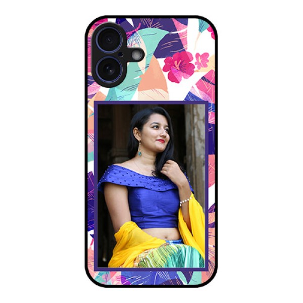 iPhone 16 Plus Custom Glass Phone Case - Abstract Floral Design