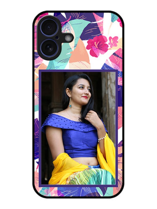 Custom iPhone 16 Plus Custom Glass Phone Case - Abstract Floral Design