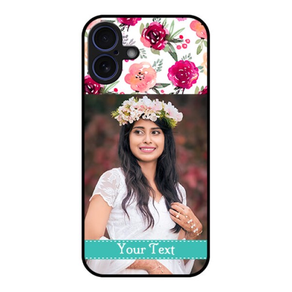 iPhone 16 Plus Custom Glass Phone Case - Water Colors Floral Design iPhone 16 Plus Custom Glass Phone Case - Water Colors Floral Design