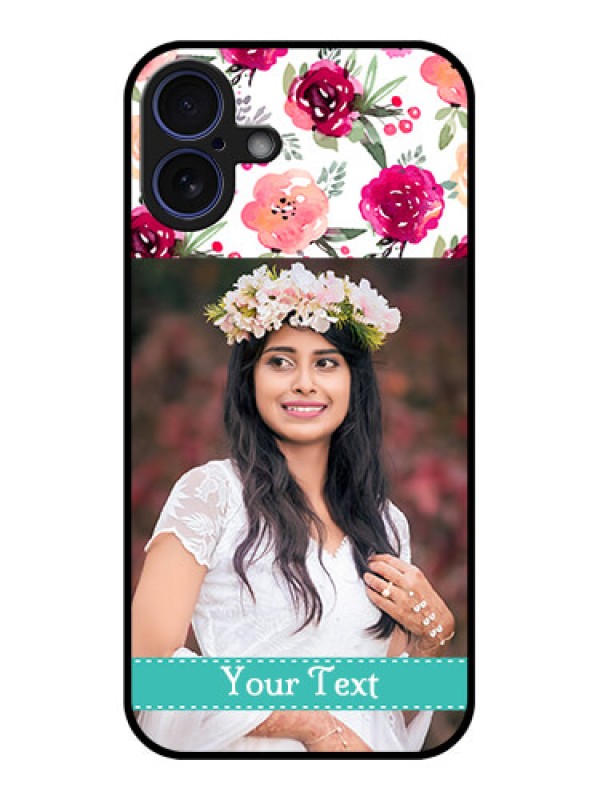 Custom iPhone 16 Plus Custom Glass Phone Case - Water Colors Floral Design