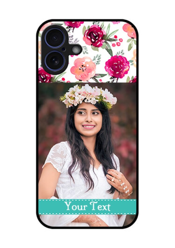 iPhone 16 Plus Custom Glass Phone Case - Water Colors Floral Design