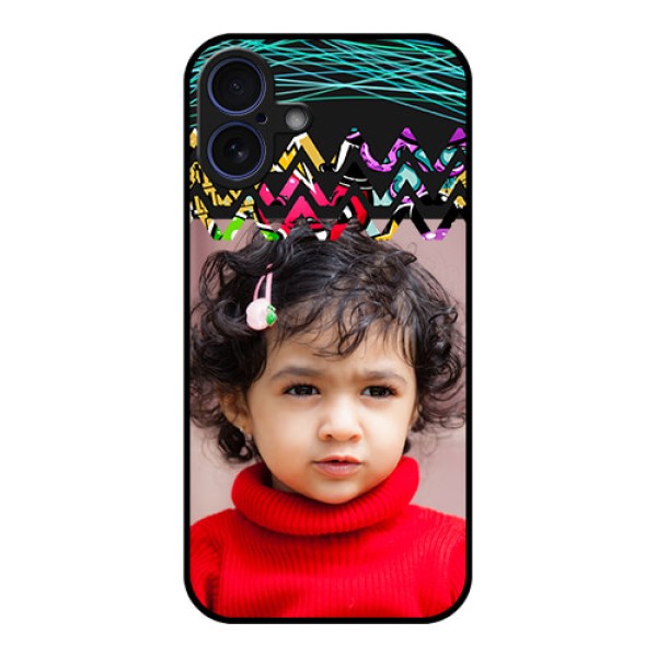 iPhone 16 Plus Custom Glass Phone Case - Neon Abstract Design