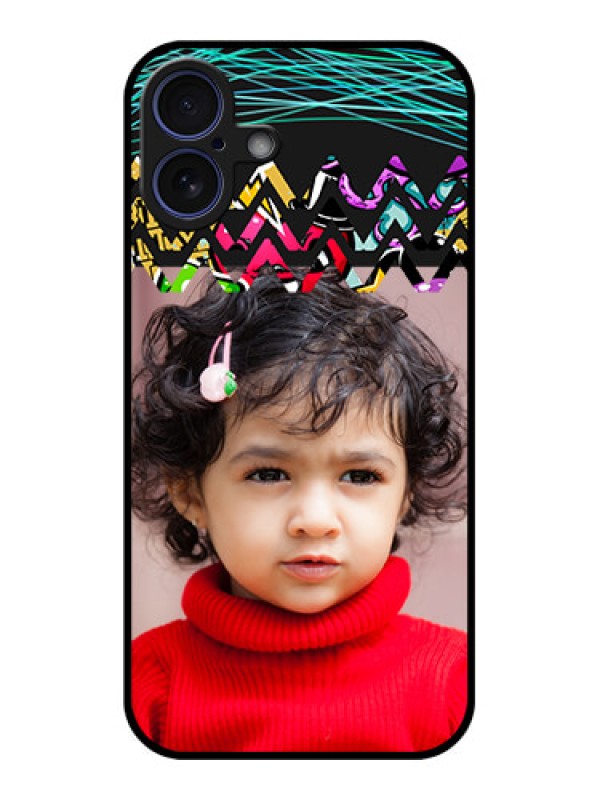 Custom iPhone 16 Plus Custom Glass Phone Case - Neon Abstract Design