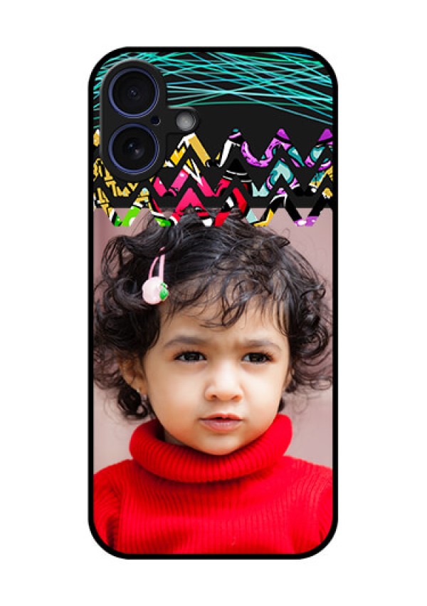 iPhone 16 Plus Custom Glass Phone Case - Neon Abstract Design