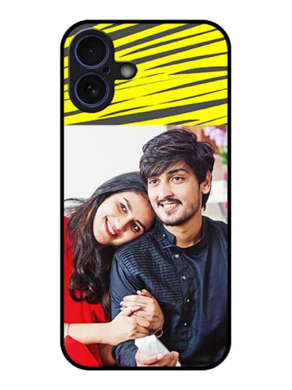 Custom iPhone 16 Plus Custom Glass Phone Case - Yellow Abstract Design