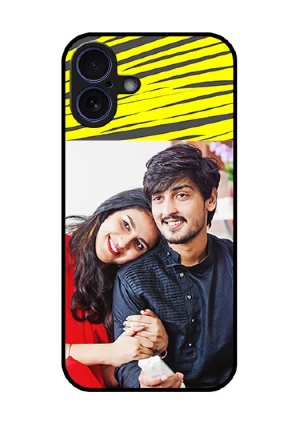 iPhone 16 Plus Custom Glass Phone Case - Yellow Abstract Design