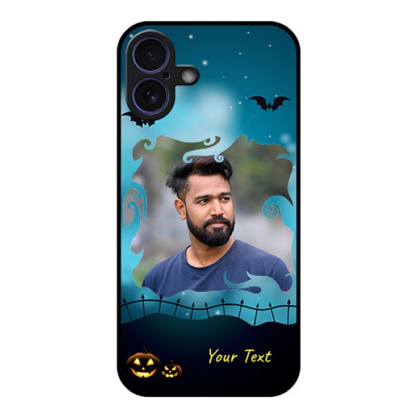 iPhone 16 Plus Custom Glass Phone Case - Halloween Frame Design