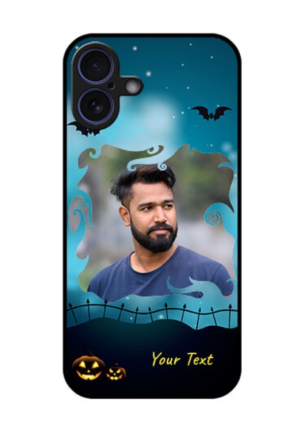 iPhone 16 Plus Custom Glass Phone Case - Halloween Frame Design
