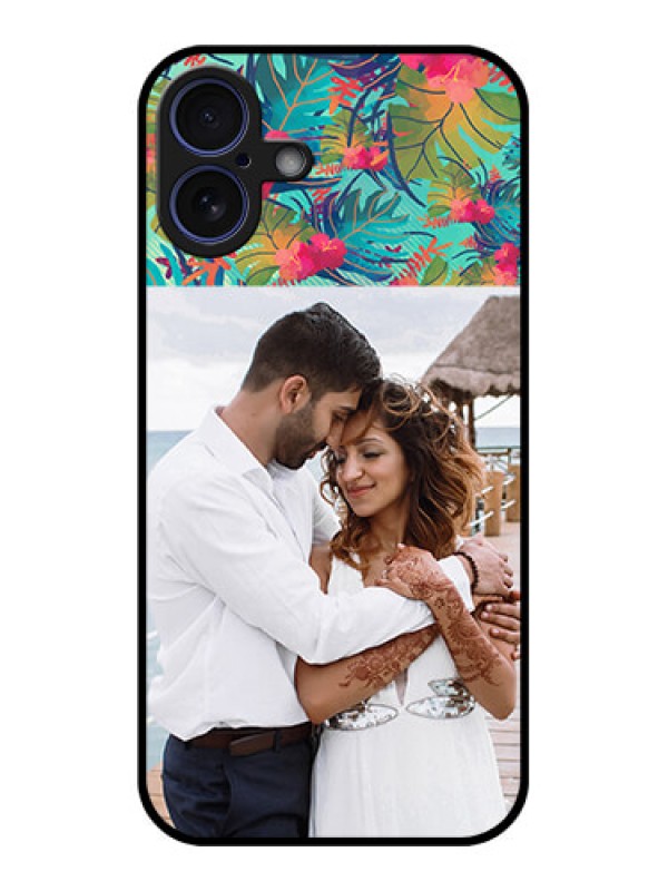 Custom iPhone 16 Plus Custom Glass Phone Case - Watercolor Floral Design