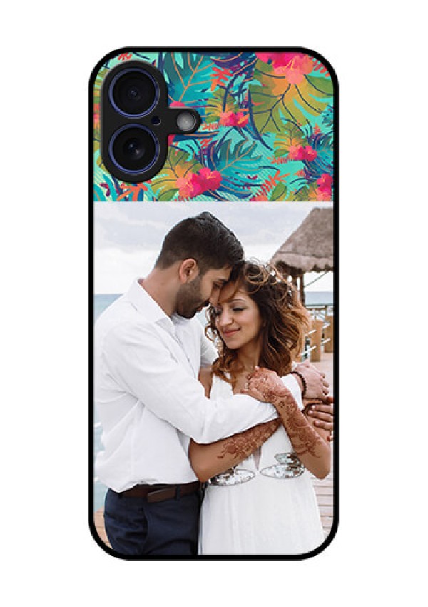 iPhone 16 Plus Custom Glass Phone Case - Watercolor Floral Design