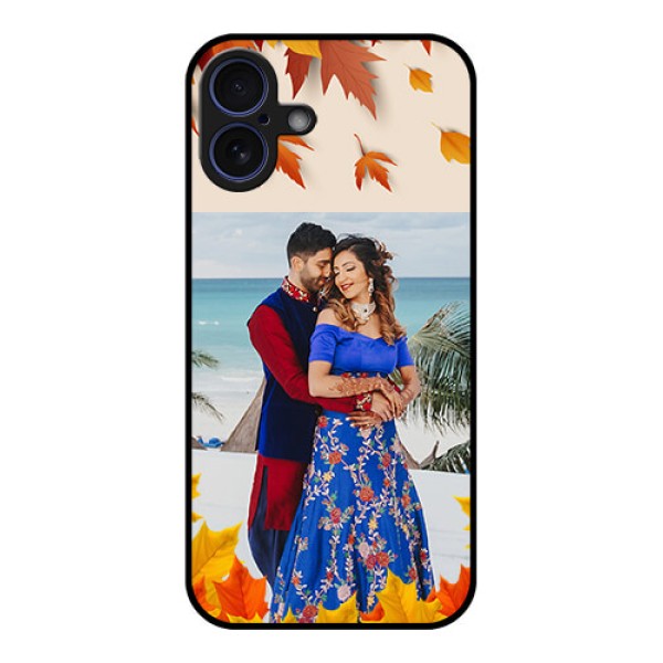 iPhone 16 Plus Custom Glass Phone Case - Autumn Maple Leaves Design iPhone 16 Plus Custom Glass Phone Case - Autumn Maple Leaves Design